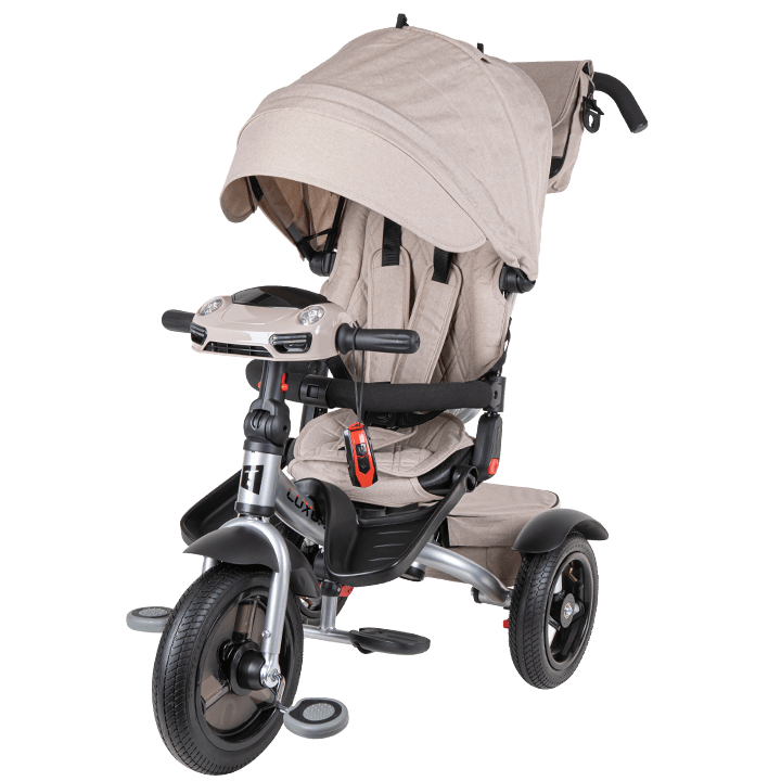 Велосипед коляска Luxury трехколесный с ручкой бежевый / beige фото 1