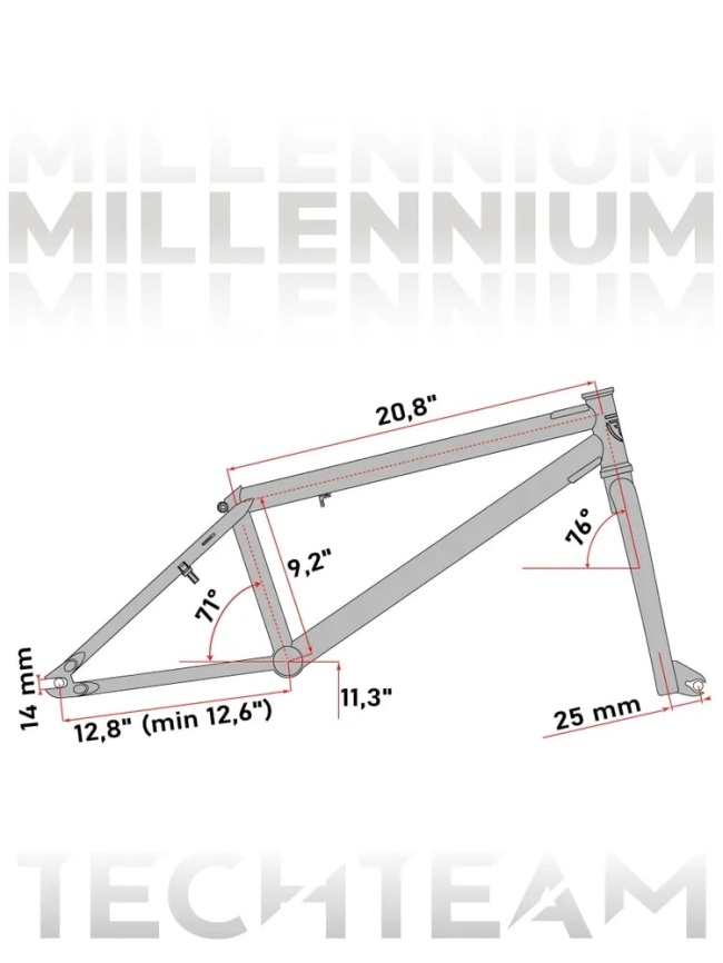Велосипед TechTeam BMX Millennium 2025 20х20.8" фиолетовый фото 4
